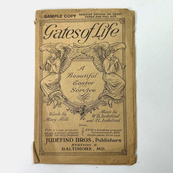 Antique 1918 Gates Of Life Easter Service Sample Copy Music Booklet Judefind - Picture 1 of 11
